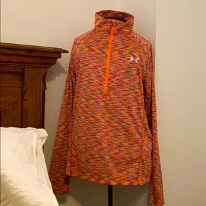 Under Armour quarter zip, Orange, pink, and black